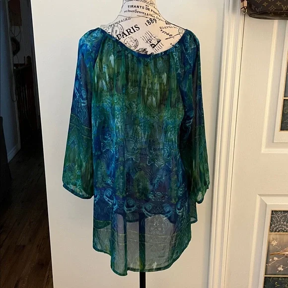 💗Ricki's Vibrant Blue and Green Blouse - Picture 9 of 14